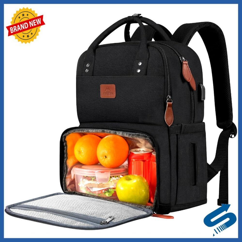 Insulated Laptop Backpack with USB Port Water Resistant Tote for College Work